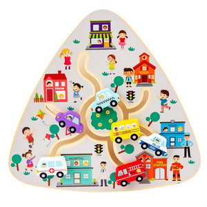 Wooden Fruit Number Shape Matching Game with Maze