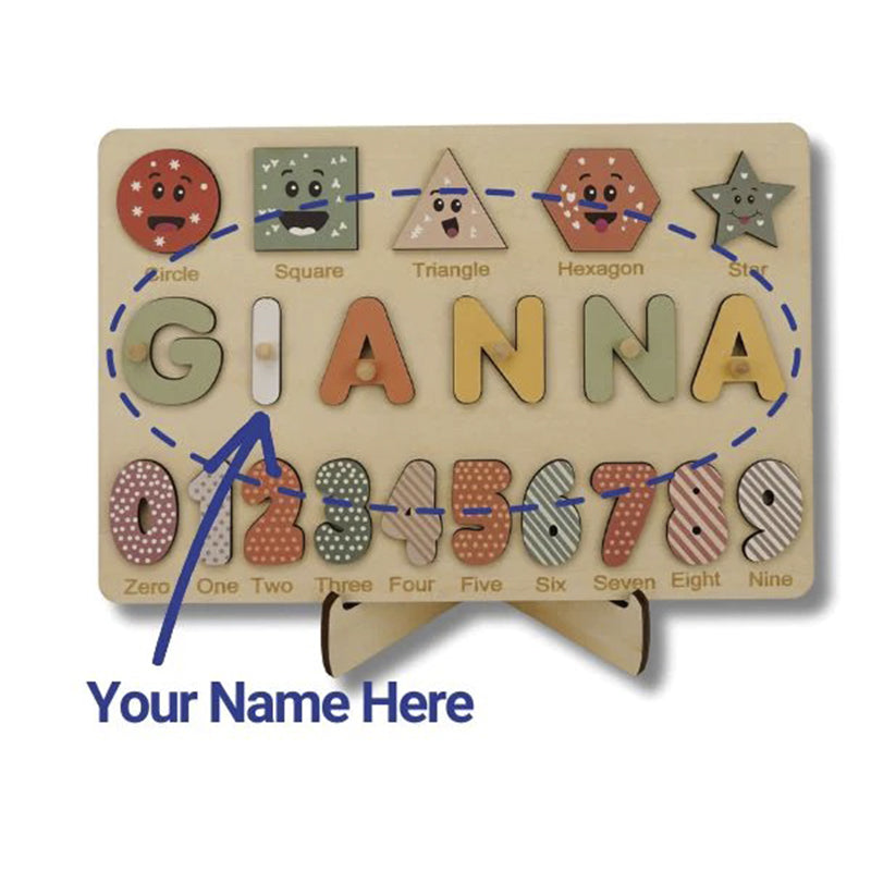 Tablero de Madera Montessori con Nombre Personalizado