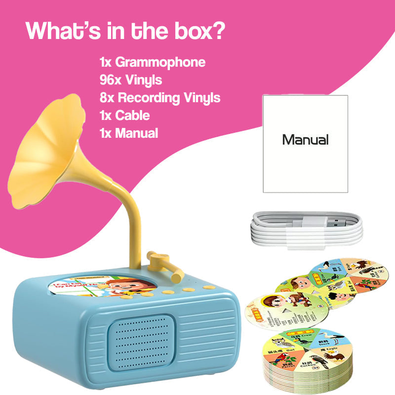 Smart Mini Phonograph with 96 Vinyls + Bluetooth